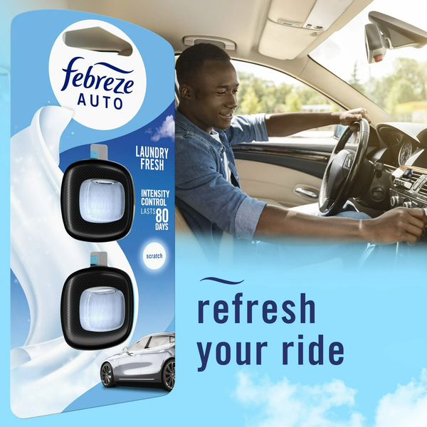Car Air Freshener, Odor-Fighting Car Vent Clip, Laundry Fresh - 1 pack - 2 count per pack plus 3 My Outlet Mall Resealable Storage Pouches