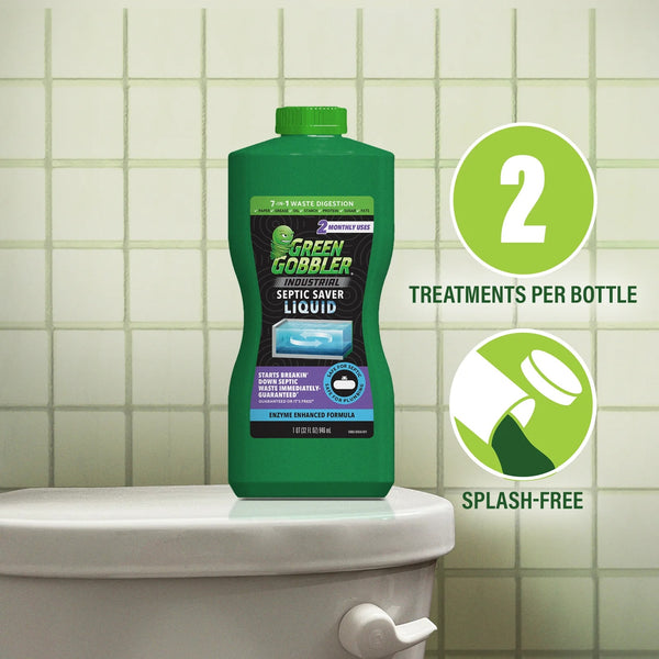Industrial Strength Septic Tank Treatment Liquid 2 Month Supply - 2 packs - 32 fl oz per pack - plus 3 My Outlet Mall Resealable Storage Pouches