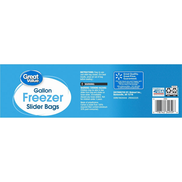 Gallon Freezer Guard Slider Zipper Bags - 2 packs -  60 Count per pack - plus 3 My Outlet Mall Resealable Storage Pouches