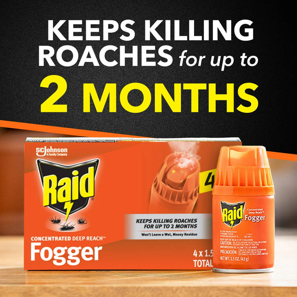 Concentrated Deep Reach Roach Insect Killer & Fogger - 3 packs - 4 Count - plus 3 My Outlet Mall Resealable Storage Pouches