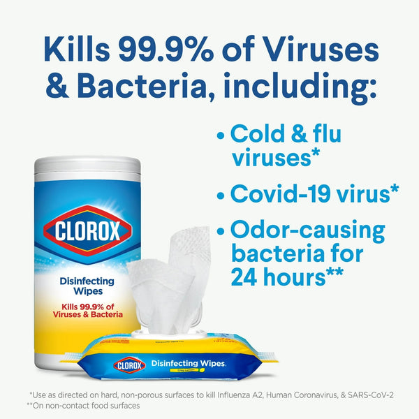 Bleach-Free Disinfecting Cleaner Wipes, Fresh Scent - 2 packs - 35 count plus 3 My Outlet Mall Resealable Storage Pouches