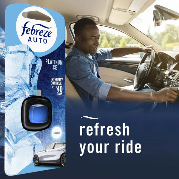 Auto Car Air Freshener, Odor-Fighting Car Vent Clip, Platinum Ice, 2 Count - 1 pack - plus 3 My Outlet Mall Resealable Storage Pouches