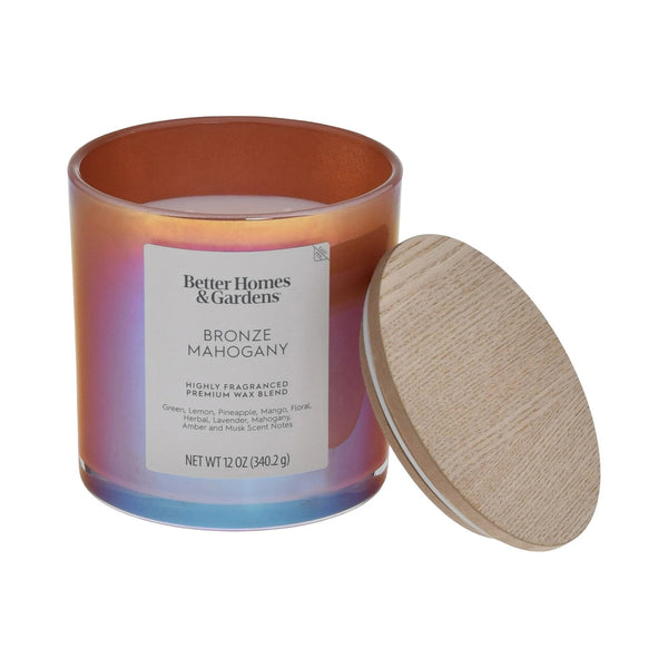 Bronze Mahogany Scented 2-Wick Iridescent Jar Candle - 1 pack - 12 oz per pack - plus 3 My Outlet Mall Resealable Storage Pouches