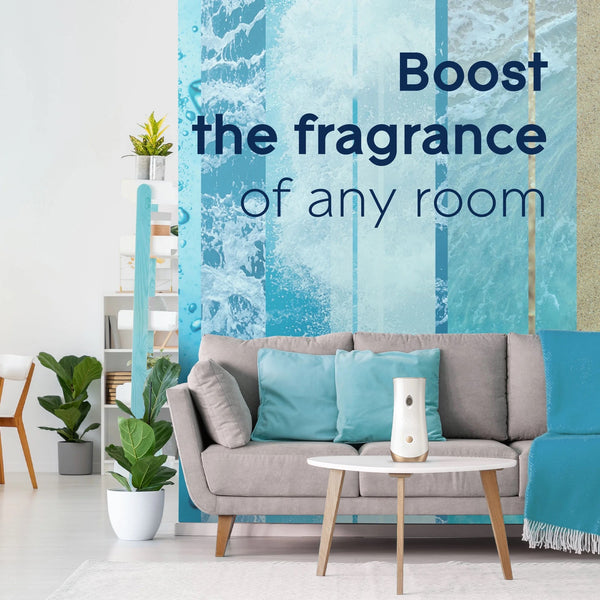 Automatic Spray Air Freshener Starter Kit, 1 Holder and 1 Refill, Aqua Waves, Fragrance Infused with Essential Oils - 2 packs -plus 3 My Outlet Mall Resealable Storage Pouches