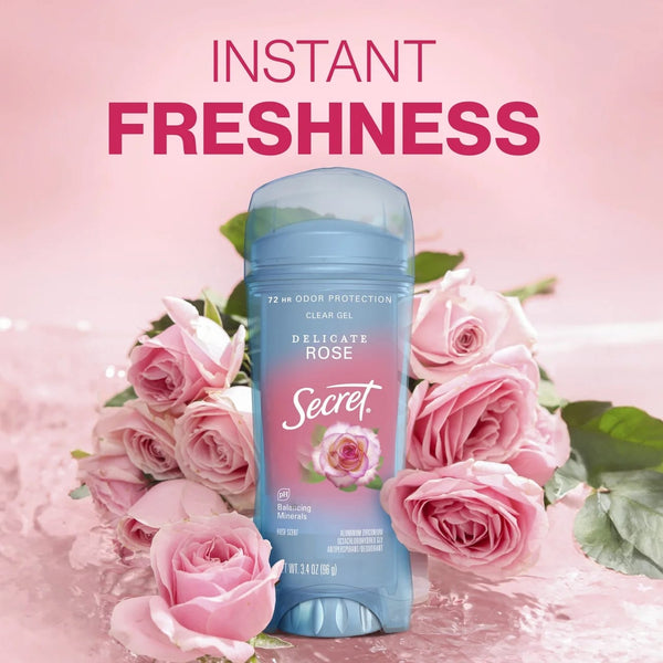 Clear Gel Antiperspirant and Deodorant for Women, Rose Scent - 2 packs - 3.4 oz per pack - plus 3 My Outlet Mall Resealable Storage Pouches