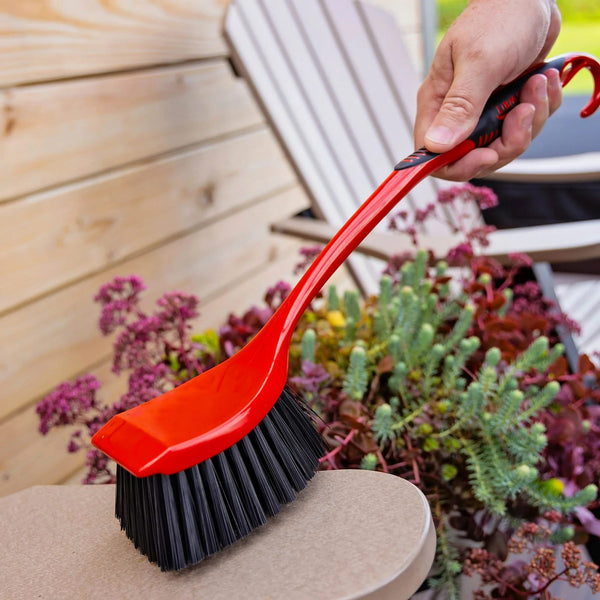 Long Handle Utility Scrub Brush Red Black Polypropylene Handle 3.75 in. Width - 1 pack - plus 3 My Outlet Mall Resealable Storage Pouches