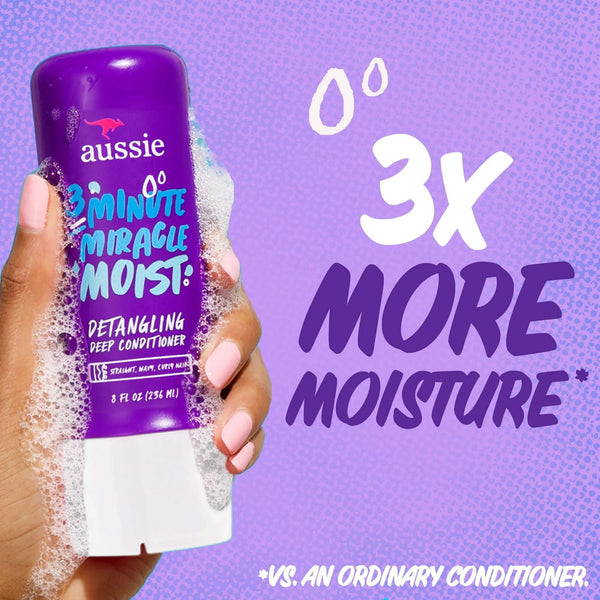 3 Minute Miracle Moist Detangling Deep Conditioner, Paraben Free - 1 pack - 8Fl oz per pack - plus 3 My Outlet Mall Resealable Storage Pouches