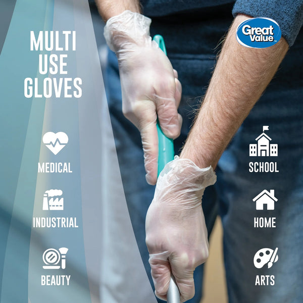 Disposable Vinyl Gloves - 1 pack - 100 Count - plus 3 My Outlet Mall Resealable Storage Pouches
