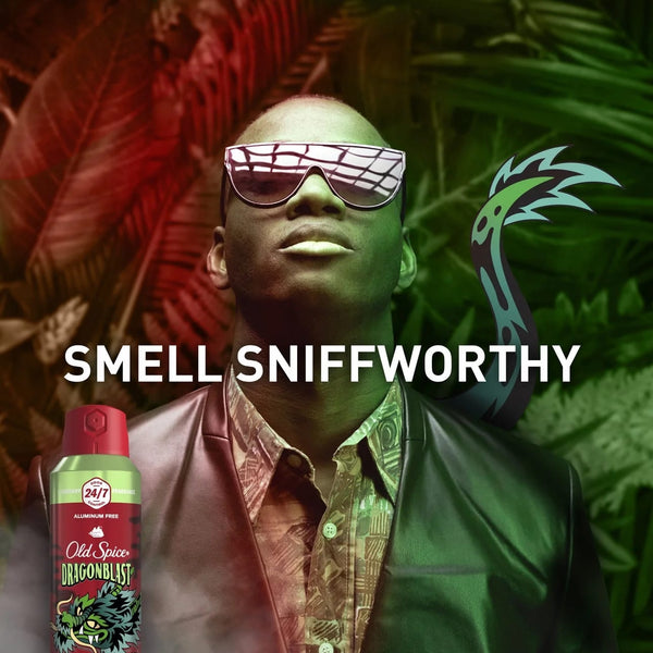 Aluminum Free Body Spray for Men, Dragonblast, Warm Woodsy Scent - 3 packs - 5.1 oz per pack - plus 3 My Outlet Mall Resealable Storage Pouches