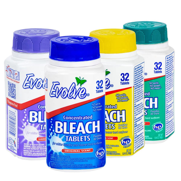 Bleach Tablets, Ultra Concentrated, Original Scent - 3 packs - 32 Count - plus 3 My Outlet Mall Resealable Storage Pouches