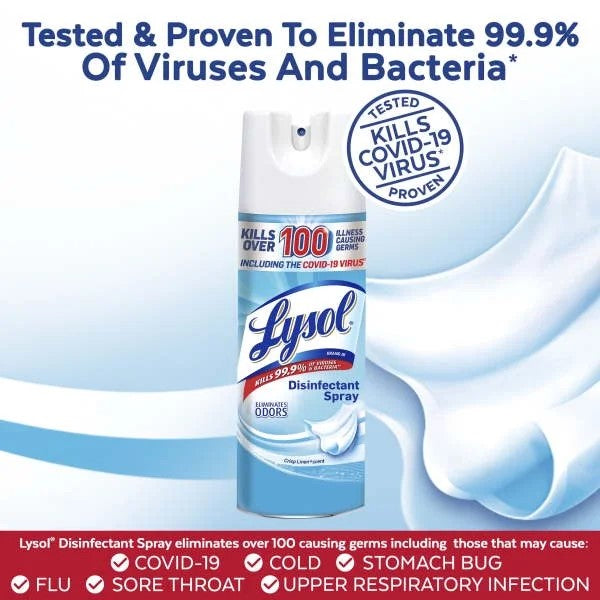 Disinfectant Spray, Sanitizing and Antibacterial Spray, For Disinfecting and Deodorizing, Crisp Linen - 1 pack - 19 oz per pack - plus 3 My Outlet Mall Resealable Storage Pouches