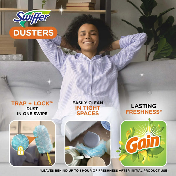 Dusters Refill for Cleaning, Feather & Microfiber Duster Alternative, Gain - 2 packs - 10 count per pack plus 3 My Outlet Mall Resealable Storage Pouches