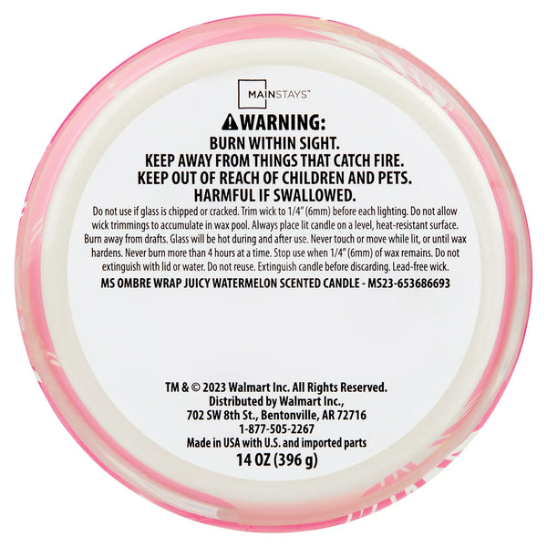 3-Wick Ombre Wrap Juicy Watermelon Candle - 2 packs - 14 oz per pack - plus 3 My Outlet Mall Resealable Storage Pouches