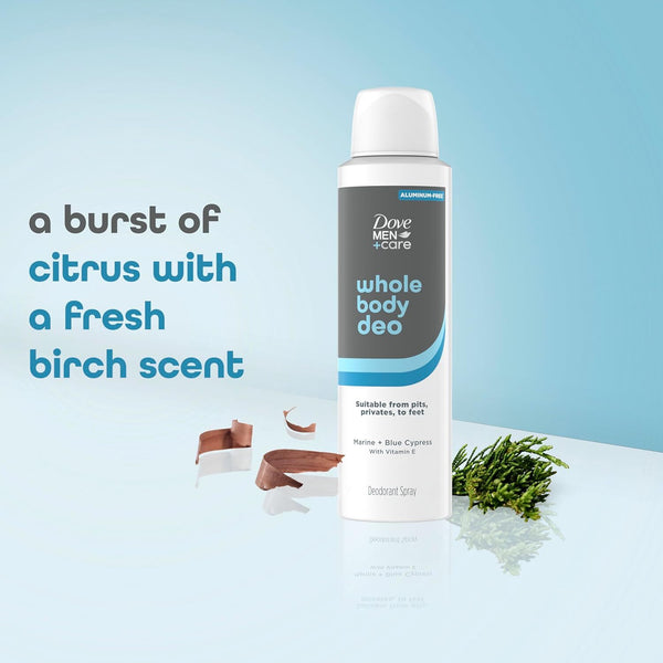 Men+Care Whole Body Deodorant Spray for Men Marine + Blue Cypress - 2 packs - 4 oz per pack - plus 3 My Outlet Mall Resealable Storage Pouches