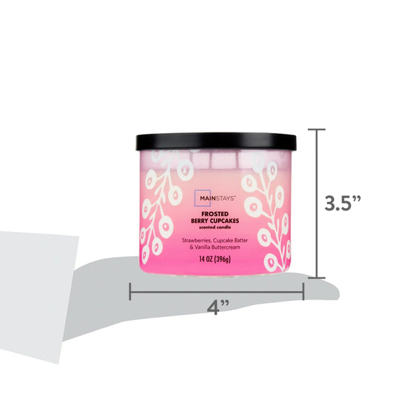 3-Wick Ombre Wrap Frosted Berry Cupcakes Candle - 1 pack - 14 oz per pack - plus 3 My Outlet Mall Resealable Storage Pouches