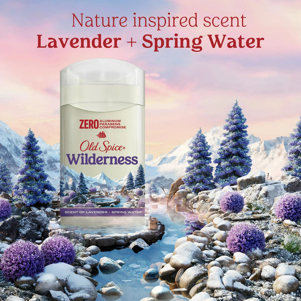 Aluminum Free Men's Deodorant, Invisible Solid Stick, Wilderness with Lavender - 2 packs- 3 oz per pack - plus 3 My Outlet Mall Resealable Storage Pouches