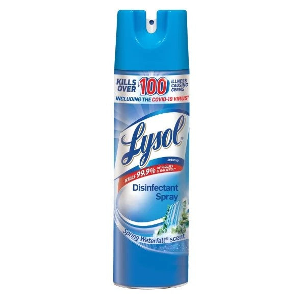 Disinfectant Spray, Spring Waterfall- 2 pack - 19 oz per pack - plus 3 My Outlet Mall Resealable Storage Pouches