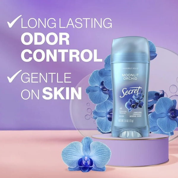 Fresh Invisible Solid Antiperspirant Deodorant for Women, Moonlit Orchid - 1 pack - 2.6 oz per pack - plus 3 My Outlet Mall Resealable Storage Pouches