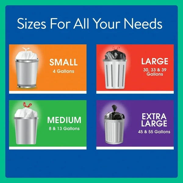 Strong Flex Tall Kitchen Drawstring Bags, Mint Scent, 13 Gallon - 1 pack - 40 Count per pack - plus 3 My Outlet Mall Resealable Storage Pouches