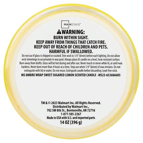3-Wick Ombre Wrap Sweet Sugar Lemon Candle - 2 packs - 14 oz per pack - plus 3 My Outlet Mall Resealable Storage Pouches