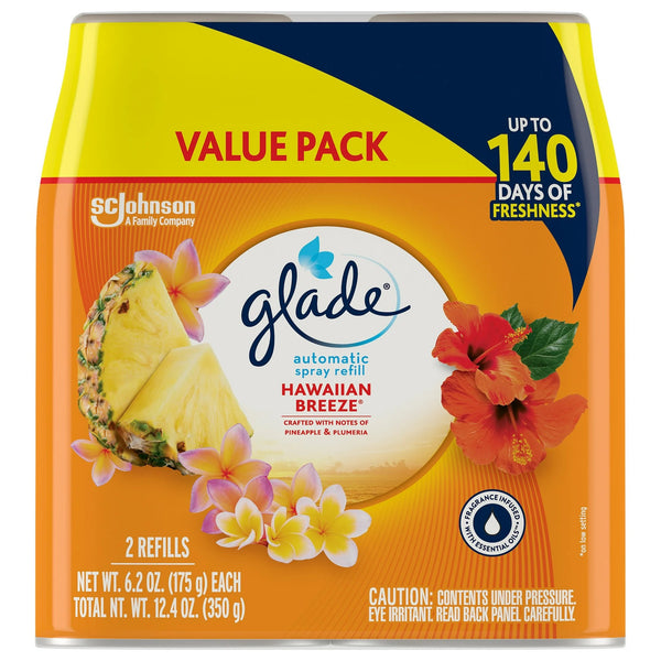 Automatic Spray Refills, Air Freshener, Infused with Essential Oils, Hawaiian Breeze - 1 pack - 2 count per pack - plus 3 My Outlet Mall Resealable Storage Pouches