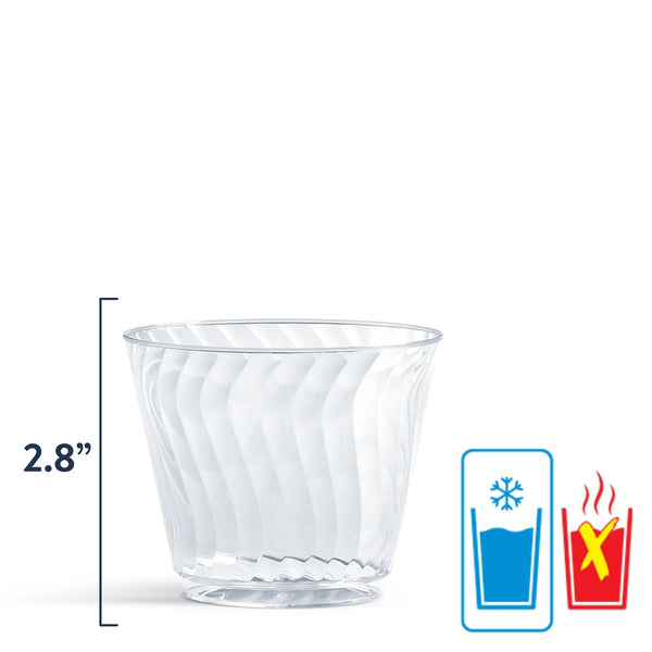 Crystal Premium Disposable Plastic Cups, Clear, 9 oz - 1 pack - 50 Count per pack - plus 3 My Outlet Mall Resealable Storage Pouches