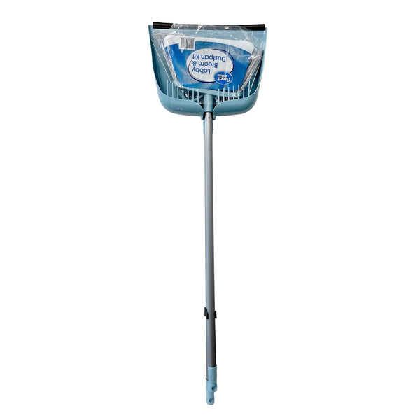 Lobby Broom and Dustpan Set, 2.75" x 11.81" x 41", Blue - 2 packs - plus 3 My Outlet Mall Resealable Storage Pouches