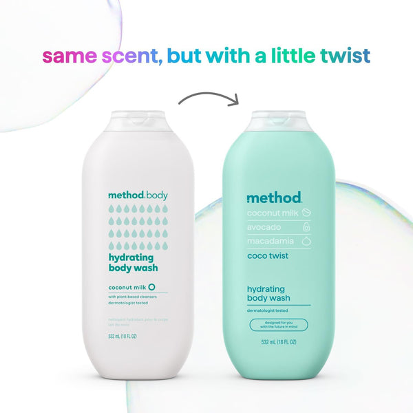 Body Wash, Coco Twist - 2 packs - 18 oz per pack - plus 3 My Outlet Mall Resealable Storage Pouches