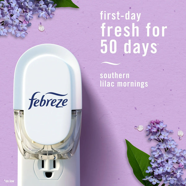 Plug In Air Freshener, Odor-Fighting Oil Refill, Southern Lilac Mornings, 2 Refills - 1 pack - plus 3 My Outlet Mall Resealable Storage Pouches