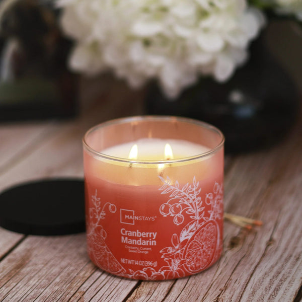 3-Wick Ombre Wrap Cranberry Mandarin Candle -  2 packs - 14 oz per pack - plus 3 My Outlet Mall Resealable Storage Pouches