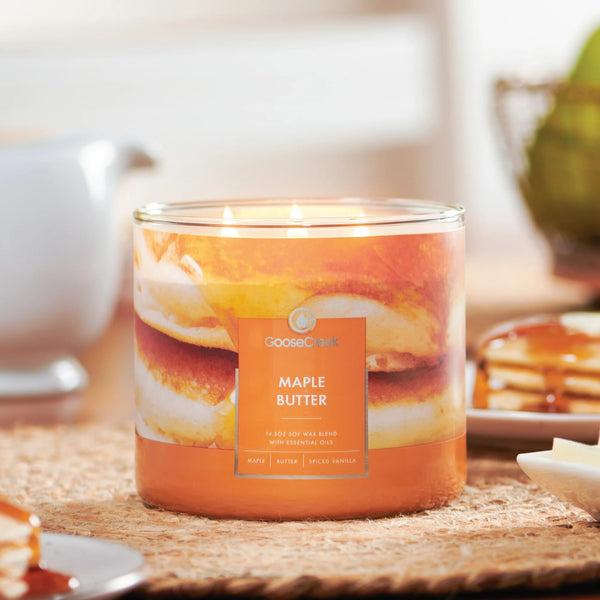 Maple Butter Scented 3-Wick Jar Candle - 1 pack - 14.5 oz per pack - plus 3 My Outlet Mall Resealable Storage Pouches