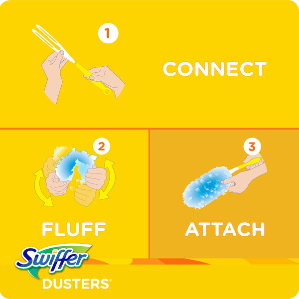 Dusters Cleaning Kit, Feather Duster Alternative, Unscented, 1 Handle + 5 Refills - 2 packs - 6 count per pack - plus 3 My Outlet Mall Resealable Storage Pouches