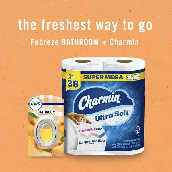 Bathroom Air Freshener, Small Spaces Odor-Fighting Georgia Peach Orchard -  2 packs - 2 count per pack plus 3 My Outlet Mall Resealable Storage Pouches