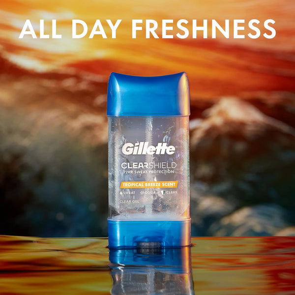 Clear Gel Antiperspirant and Deodorant for Men Tropical Breeze Scent - 3 packs - 3.8 oz per pack - plus 3 My Outlet Mall Resealable Storage Pouches
