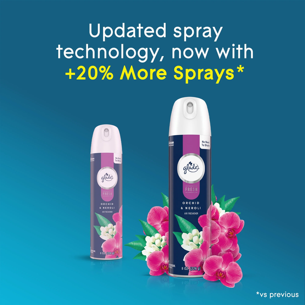 Air Freshener Spray, Orchid & Neroli, Fresh Collection, Fragrance Infused with Essential Oils, 100% Natural Propellent - 2 packs - 8.0 oz per pack - plus 3 My Outlet Mall Resealable Storage Pouches