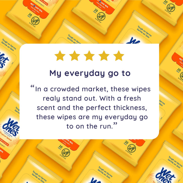 Antibacterial Hand Wipes Travel Pack, Tropical Splash Citrus Scent - 1 pack - 20 count per pack - plus 3 My Outlet Mall Resealable Storage Pouches