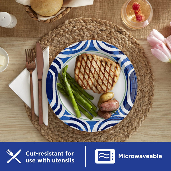 Ultra Summer Design Disposable Paper Plates, 10", Multi-Color - 1 pack - 20 Count per pack - plus 3 My Outlet Mall Resealable Storage Pouches