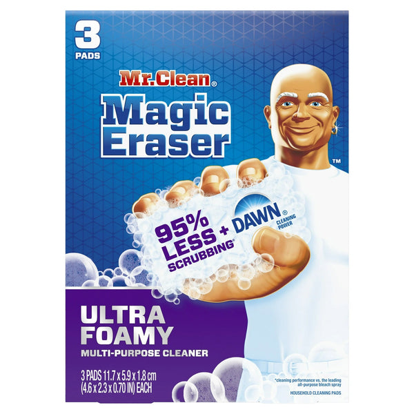 Magic Eraser Foaming Sponge, All Purpose Cleaner, Dawn Cleaning Power, Ultra Foamy - 1 pack - 3 count per pack plus 3 My Outlet Mall Resealable Storage Pouches