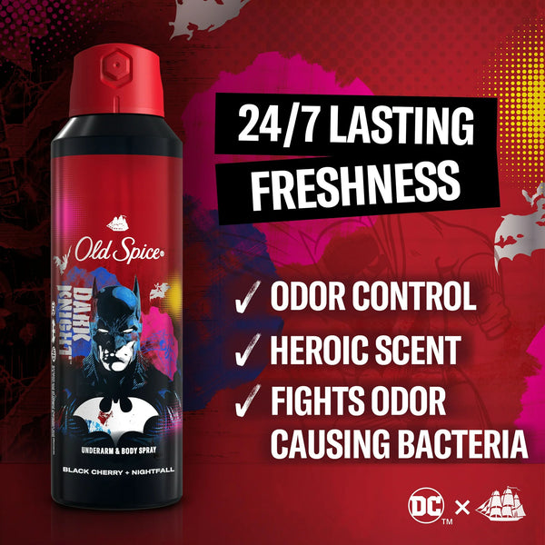 Aluminum Free Deodorant for Men, 24/7 Freshness, Body Spray, Long Lasting Odor Protection, Smell Like a Hero, Batman, Black Cherry and Nightfall Scent - 1 pack - 5.1 oz per pack - plus 3 My Outlet Mall Resealable Storage Pouches