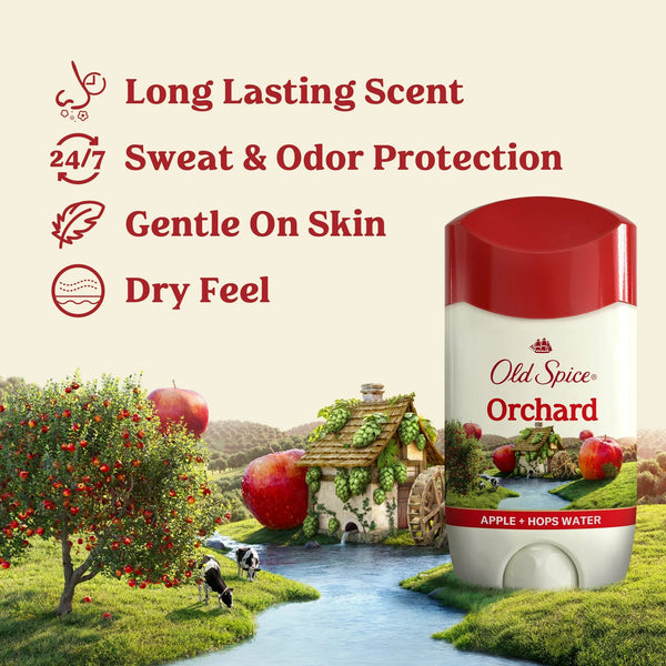 Antiperspirant Deodorant for Men in Orchard, 24/7 Lasting Freshness and Sweat Protection - 2 packs - 2.6 oz per pack - plus 3 My Outlet Mall Resealable Storage Pouches