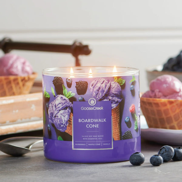 Boardwalk Cone Scented 3-Wick Jar Candle - 1 pack - 14.5 oz per pack - plus 3 My Outlet Mall Resealable Storage Pouches