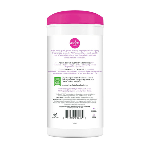 Baby All-Purpose Cleaning Wipes, Powered by Plants and Baby Friendly, Lavender - 2 packs - 75 Count - plus 3 My Outlet Mall Resealable Storage Pouches