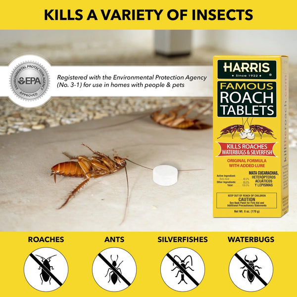 Famous Roach & Silverfish Killer Tablets - 1 pack - 6 oz per pack - plus 3 My Outlet Mall Resealable Storage Pouches