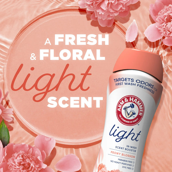 Light In-Wash Scent Booster, No Heavy Perfumes, No Dyes, No Parabens, Peony Blossom Scent- 1 pack - 24 oz per pack - plus 3 My Outlet Mall Resealable Storage Pouches