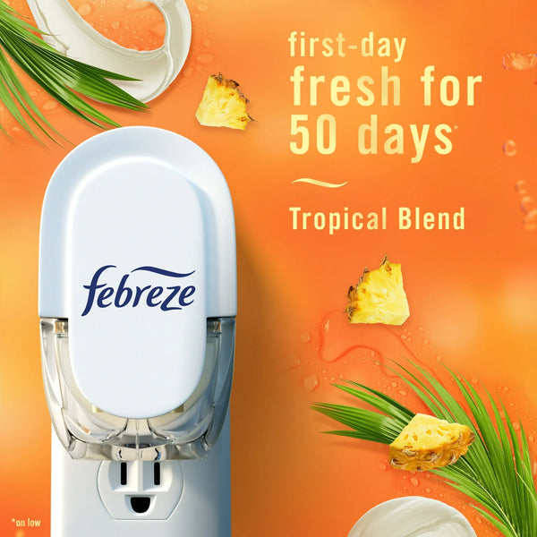 Plug In Air Freshener, Odor-Fighting Scented Oil Refill, Tropical Blend Scent - 1 pack - plus 3 My Outlet Mall Resealable Storage Pouches