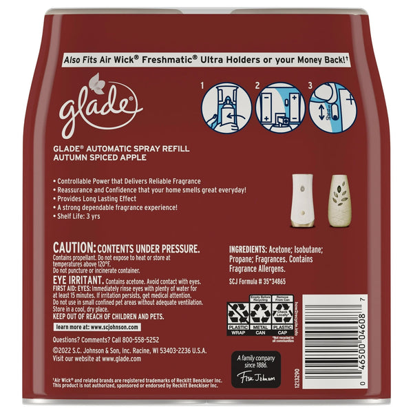 Automatic Spray Refills, Air Freshener, Autumn Spiced Apple, Fragrance Infused with Essential Oils- 1 pack - 2 count per pack - plus 3 My Outlet Mall Resealable Storage Pouches