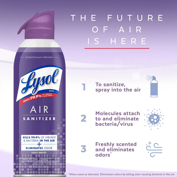 Air Sanitizer Spray, For Air Sanitization and Odor Elimination, Light Breeze Scent - 1 pack - 10 oz per pack - plus 3 My Outlet Mall Resealable Storage Pouches