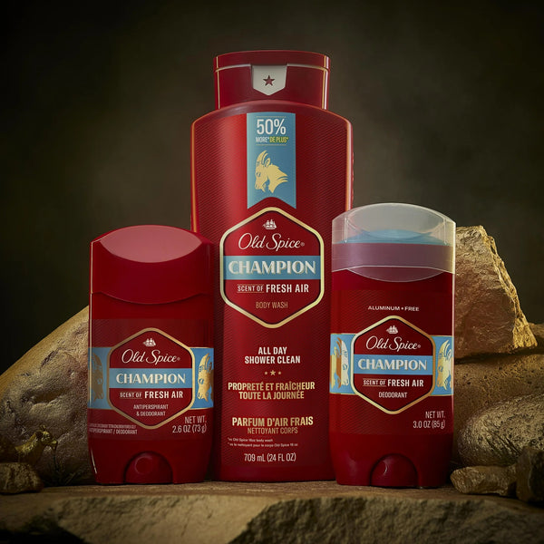 Aluminum Free, Men's Deodorant Invisible Solid Stick, Champion Scent - 1 pack - 3 oz per pack - plus 3 My Outlet Mall Resealable Storage Pouches