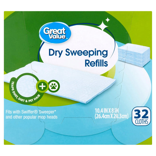 Dry Sweeping Cloth Refills - 1 pack - 32 count per pack - plus 3 My Outlet Mall Resealable Storage Pouches