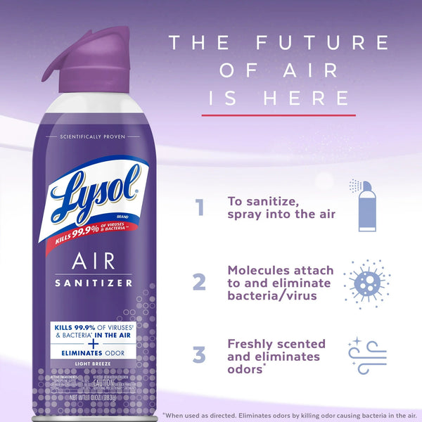 Air Sanitizer Spray, For Air Sanitization and Odor Elimination, Light Breeze Scent - 1 pack - 10Fl oz per pack - plus 3 My Outlet Mall Resealable Storage Pouches